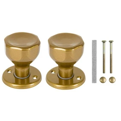 Image de ADGO Poignée Bouton Rotatif Double Face Pour la Porte de Porte, Portail, Balcon, Terrasse, Acier Enduit Poudre, Deux Boutons vis Montage Gauche et Droite Incluses, d&#039;Or, 1 pièce