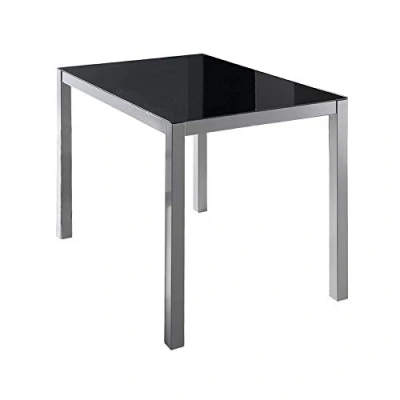Image de MOMMA HOME Table à Manger en Verre Modèle Melbourne Noir Dimensions 110 x 75 cm trempé et Structure métallique Forme rectangulaire