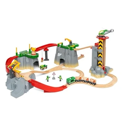 Image de Brio World 36010 Circuit Montagnes et Chargements Coffret Complet de 49 pièces 5 Niveaux Hauteur différents Train en Bois Jouet Mixte à partir 3 Ans 63601000