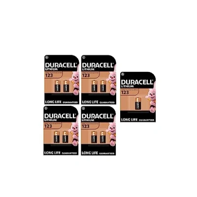 Image de 9 piles Duracell 123 (4 ampoules de 2 + 1 ampoule batterie) (CR123 / CR123A CR17345)