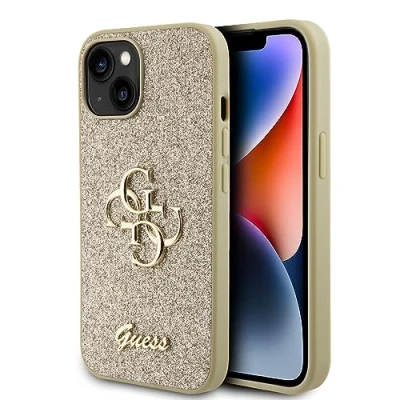 Image de Guess GUHCP15SHG4SGD Coque pour iPhone 15 6,1&quot; Doré Rigide Script Big 4G