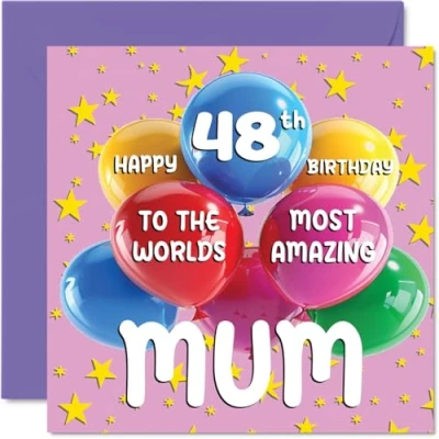 Image de Carte d&#039;anniversaire 48 ans pour maman World&#039;s Most Amazing Mum de la part sa fille et son fils, 145 mm x mm, ans, cartes vœux maman,