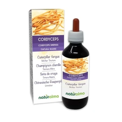 Image de champignon chenille (Cordyceps sinensis ou Ophiocordyceps sinensis) Teinture Mère sans alcool Naturalma Extrait liquide gouttes 200 ml Complément alimentaire Végétalien végan