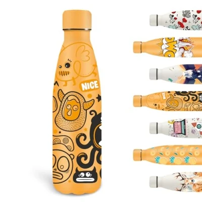 Image de Grsta Gourde, 500ml Gourde Isotherme, Personnalisée Sans BPA, Enfant Garde au Froid Pendant 24 Heures/Chaud 12 Heures, Bouteille d&#039;eau pour l&#039;École, Bureau, Sports, Jaune