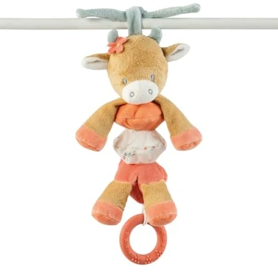 Image de Nattou Mila la Vache vibrante à Suspendre en Polyester, avec Fonction Vibration, Mila, Collection Zoë et Lana, Multicolore