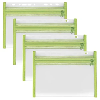 Image de VELOFLEX A435004 pochette porte documents avec fermeture à glissière, 4 pièces, DIN A5, classable, vert, VELOBAG XXS, glissière