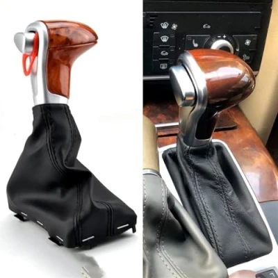 Image de Pommeau Vitesse de Levier Automatique, pour A6 C6 A3 8P A4 B8 A5 Q5 2009 2010 2011 2012 2013 2014 Couvercle(Wood Grain Black)