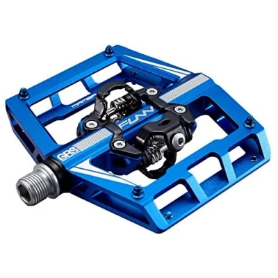 Image de Funn Mamba Pédales VTT automatiques, à Plateforme Large Double Face, compatibles avec Les Cales SPD, de vélo axe CrMo 9/16 Pouces (Blue)