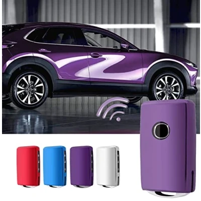 Image de CDEFG Compatible avec Mazda 3 BP CX 30 5 8 2020 2021 2022 Coque de Clé Voiture TPU Protection Porte Clef Télécommande Boutons Accessoire (Violet)