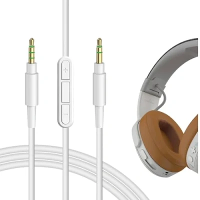 Image de GEEKRIA QuickFit Cable with Mic Replacement for Skullcandy Hesh, Hesh 2, Crusher, Grind Headphones/Audio Cord Volume Control and Microphone(White)