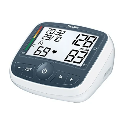 Image de Beurer BM 40 Tensiomètre Électronique au Bras, Détecteur d&#039;Arythmie Cardiaque et Hypertension Mesure la Tension Artérielle, Écran XL Mémoires 2x60