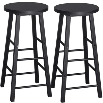 Image de WOLTU BH130sz 2 Lot de Tabourets Bar Tabouret Bistrot Structure en Acier Stable et Durable Surface d&#039;assise MDF,Noir