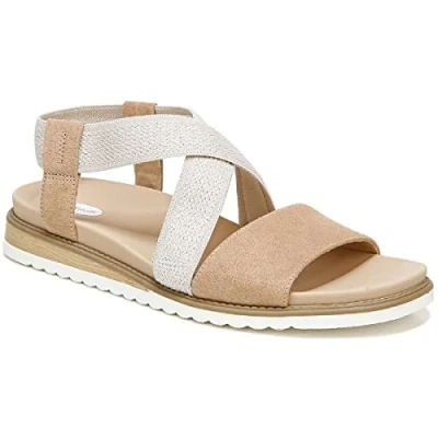 Image de Dr. Scholl&#039;s Sandales plates à lanières Islander pour femme, Microfibre de bouleau fauve, 41 EU
