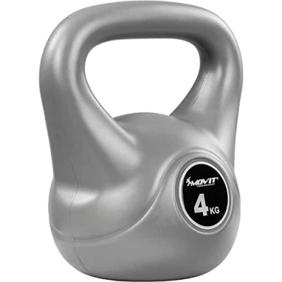 Image de MOVIT Kettlebell Basic Grey, haltère à Boule avec enveloppe en matière synthétique ménageant Le Sol, 1 kg 20 kg, testé Toxique, 3