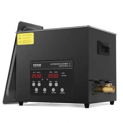 Image de VEVOR Nettoyeur à Ultrasons Numérique 10 L, Machine de Nettoyage 240 W, avec Mode Doux et Dégazage Amélioré, Chauffage Minuterie pour Prothèse Dentaire, Bijoux, Outils, Noir