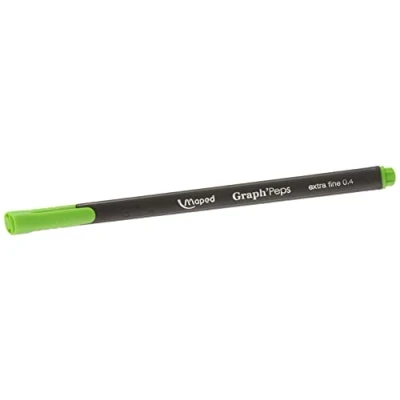 Image de Maped Feutres Graph&#039;Peps Stylos Pointe Fine 0,4 mm Douce et Résistante Confort d&#039;Écriture Dessin Boîte de 12 Vert (Apple green)