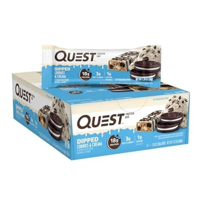 Image de Quest Dipped Bar, Cookies &amp; Cream, 12/box