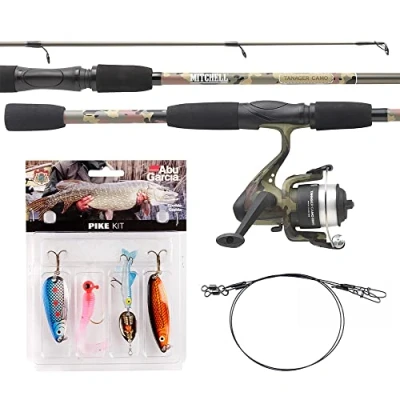 Image de Mitchell Tanager Camouflage kit Complet Canne et Moulinet avec Fil leurres prêt à pêcher Le Sandre, brochet la Perche 2,42 m 10/30 g Ensemble Moyen