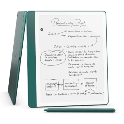 Image de Nouvel Amazon Kindle Scribe (64 Go) Écran repensé avec bordures uniformes Écriture directement dans les livres et documents Stylet premium inclus Vert métallisé
