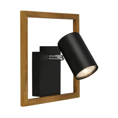 Image de BRILONER Lampe de lecture, Applique intérieure, Lampe, Cadre en bois, Pivotante, salon, Noir bois