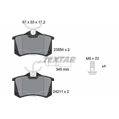 Image de TEXTAR 2421101 Jeu de plaquettes frein avec contact du palpeur d&#039;usure intégré vis d&#039;étrier AUDI: A4 B6 Avant, B5 Avant
