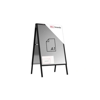 Image de ALLboards Chevalet Porte Affiche Double Face Cadre en Aluminium Noir Format A1