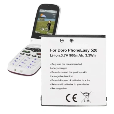 Image de Batterie de rechange haute puissance pour Doro PhoneEasy 520, 900 mAh, compatible avec DBF 800A, 800B, 800C, 800D, 800E