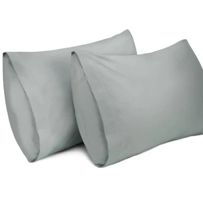 Image de Lirex Lot de 2 Taie Oreiller 50 x 70 cm，100% Coton, 400 Fils, d&#039;oreiller Respirantes, Certification Oeko TEX, Gris