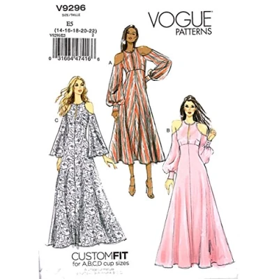 Image de Vogue Patterns 9296 E5 Robe en tissu multicolore pour femme 15 x 0,5 22 cm