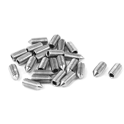 Image de sourcing map Vis Pointeau Conique pour Poignée de Porte Sans Tête Hexagonale M5 x 12mm Argenté 25Pcs