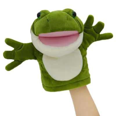 Image de lilizzhoumax Jouets en Peluche Grenouille Marionnette à Main Simulation Jouet Poupée Réaliste, Jeu de rôle Mignon, éducatifs interactifs pour Enfants, Animaux