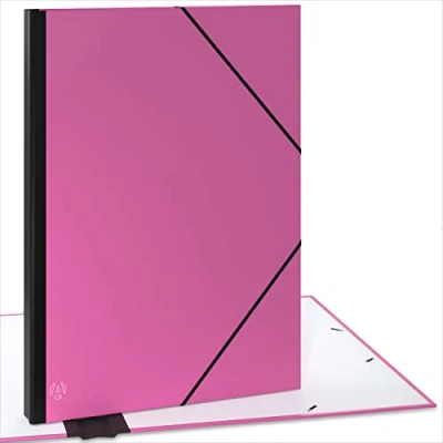 Image de ACROPAQ Carton à dessin A2 52 x 72 cm, XXL Grand, Avec fermeture élastique, Dos extensible pour plus d&#039;espace Rose