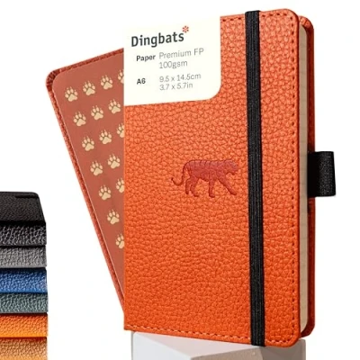 Image de Dingbats* Faune Petit Carnet de Notes A6 Ligné Couverture Rigide, Journal en Cuir PU Poche, Fermeture élastique, Porte stylo, Marque page