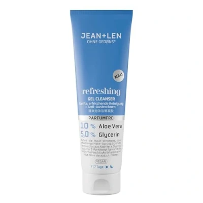 Image de Jean &amp; Len Refreshing gel Cleanser, idéal pour tous les types de peau, texture non grasse, nettoyage en douceur, préserve la peau du dessèchement, nettoyant sans parfum, végétalien, 125 ml
