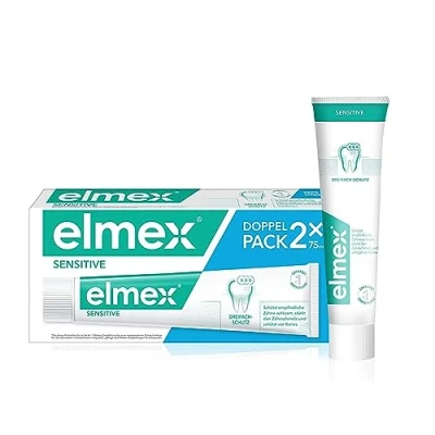 Image de elmex Dentifrice Sensitive 2 x 75 ml Nettoyage doux des dents et protection pour les sensibles à la douleur Testé cliniquement fortes contre caries
