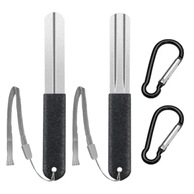 Image de CVDYWDJIE 2 Mini Pierres À Aiguiser, Mousquetons, Affûteur D&#039;Hameçon De Pêche, Pierre Aiguiser en Forme Flèche Diamant, Pratique, Accessoires Pêche