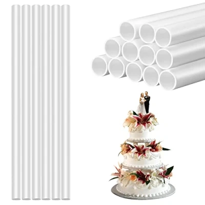 Image de Jinlaili 12PCS Goujons à Gâteau en Plastique Blanc, Dowels Pour Gateau Réutilisables Bâtons de Support 30 cm Utilisé La Construction Et L&#039;empilage Gâteaux Couches
