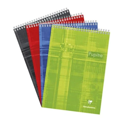 Image de Clairefontaine 8150C Un Bloc Pupitre à Spirale en Tête A4 21x29,7 cm 160 Pages Détachables Unies Blanches Papier Blanc 90 g Couverture Carte Pelliculée Couleur Aléatoire