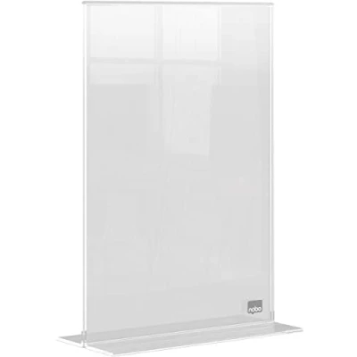 Image de Nobo Porte Affiche A5 Autoportant en Acrylique, Sans Cadre, Recto/Verso, Pied de Support Intégré, Premium Plus, Transparent, 1915595