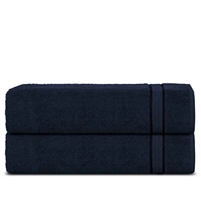 Image de Sweet Needle Lot de 2 Serviettes Bain Super Douces Marine, (70 x 140 cm) 600 g/m² 100% Coton éponge filé à l&#039;anneau, Ultra Doux, qualité hôtelière, Absorbant pour Salle Bain, Usage Quotidien