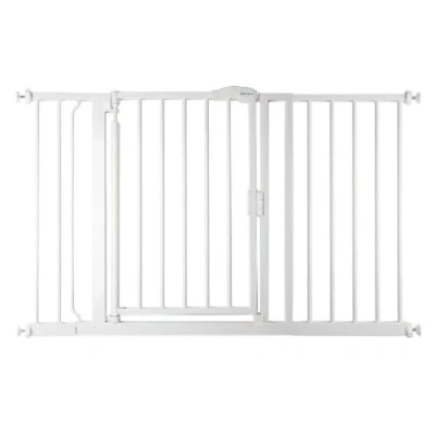 Image de Safetots Barrière de Sécurité à Pression Fermeture Automatique, 125.4 cm 132.4 cm, Blanc, d&#039;Escalier Automatique pour Bébé,