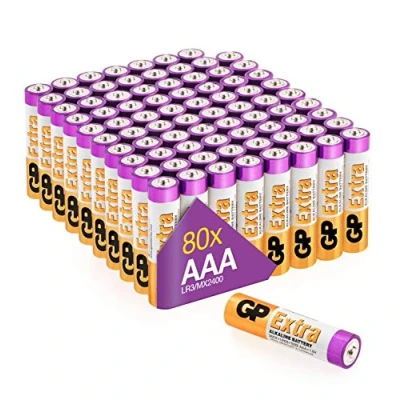Image de Piles AAA Lot de 80 GP Extra Stilo Alcaline 1,5 V/LR03 Longue durée Vie