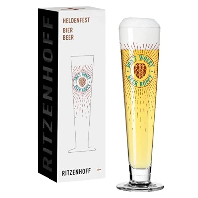 Image de Ritzenhoff 1011012 Verre à bière 330 ml série Heldenfest, motif n 12 Don&#039;t worry, beer hoppy rond Made in Germany