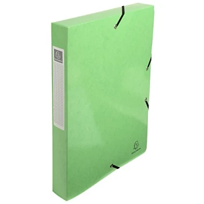 Image de Exacompta Réf. 59923E 8 boites de classement avec élastiques IDERAMA en carte lustrée 600g/m2 Dos 4 cm dimensions 25 x 33 pour documents A4 couleur vert anis livrées montées