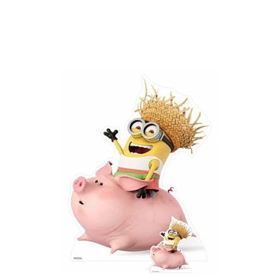 Image de STAR CUTOUTS Dave Minion Chevauchant Un Cochon Taille réelle Découpe en Carton, Multicolore, 130 x 100 cm