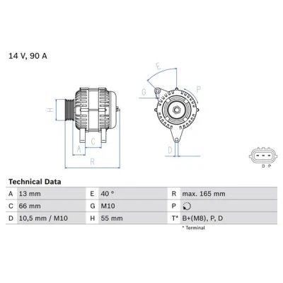 Image de BOSCH 0 986 082 430 Alternateur 14V 90A MAZDA: 3 5 portes