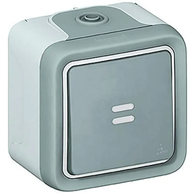 Image de Va et vient lumineux Plexo complet IP55 saillie 10AX 250V gris