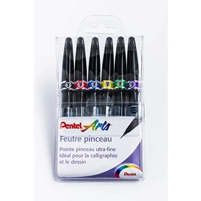 Image de Pentel SE15C feutres drôles, pointe pinceau ultra fine, x6