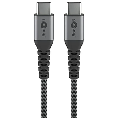 Image de goobay 49301 Câble USB C 10 Gbps textile extra robuste de qualité supérieure avec connecteurs métalliques 0,5 m