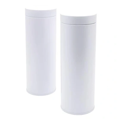 Image de Dosenritter 2 x boîte ronde à dosettes de café ou conservation (blanc), étanche, en fer blanc pour env. 200 g Earl Grey 20 7 cm (H,d) aussi idéale protéines, thé